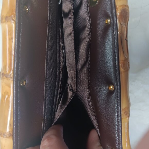 brown beaded clutch with faux bamboo snap closure - Picture 12 of 16